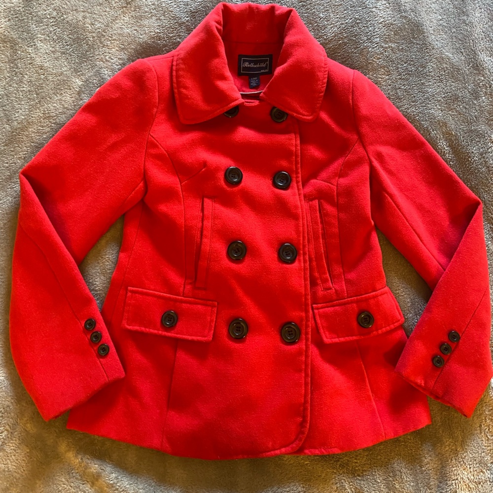 Rothschild Classy Red Pea Coat Coat Size Large 14 Great Condition